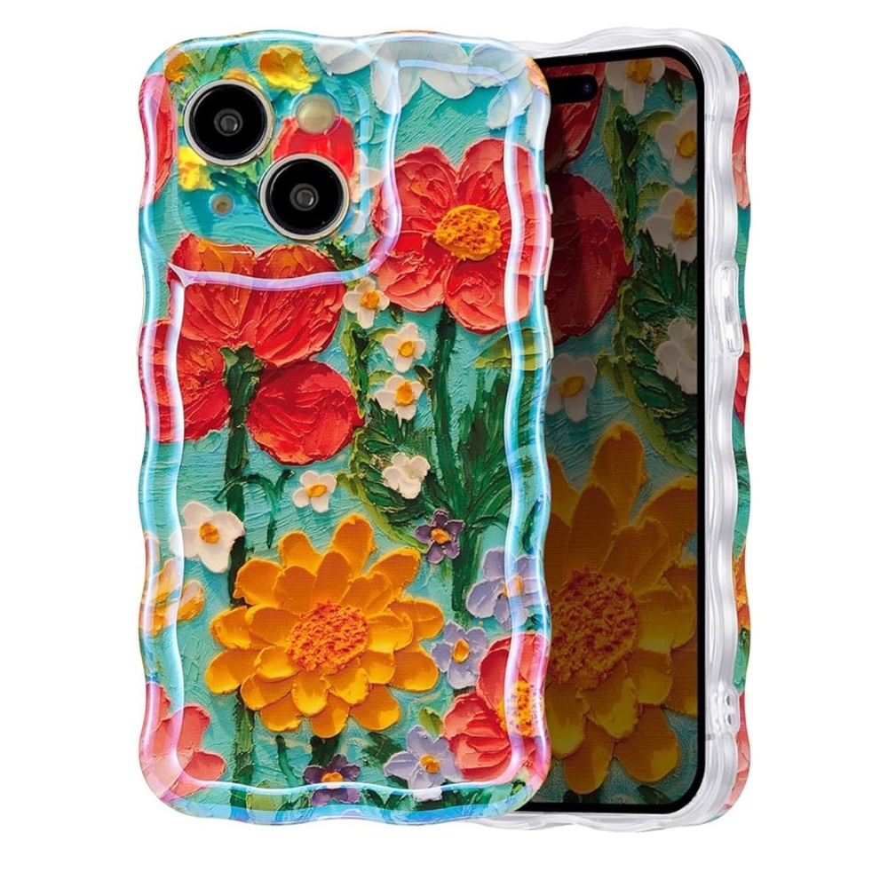 2 iphone 14 plus cases never used Floral and pink Clear
